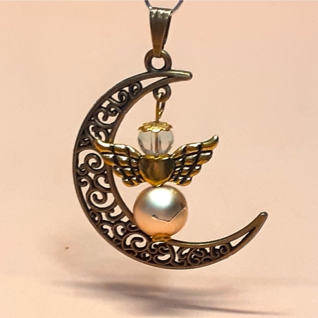 Schutzengel Ketten-Anhänger Halbmond Schmuckanhänger Schmuck Mond
