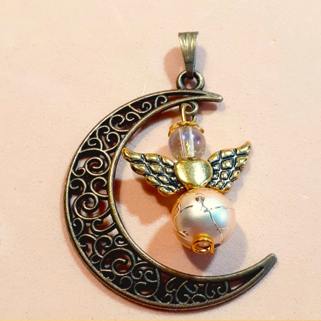 Schutzengel Ketten-Anhänger Halbmond Schmuckanhänger Schmuck Mond