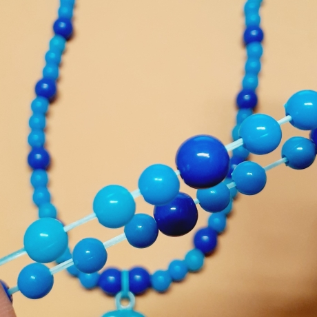 Kinder-Schmuck-Set Kette & Armband Herz blau Perlenschmuck 