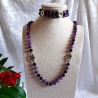 Kette Armband Schmuck-Set, große Größe Lila-Schwarz Halskette
