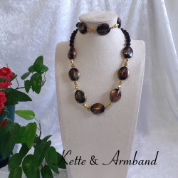 Kette Armband - Set Collier Halskette Perlenkette Schmuckset 