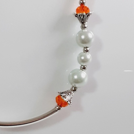 Röhren-Kette Kurzkette Silber-Orange Damen-Schmuck Halskette 