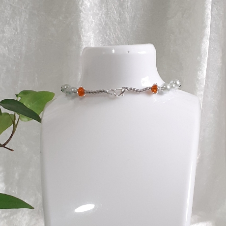 Röhren-Kette Kurzkette Silber-Orange Damen-Schmuck Halskette 