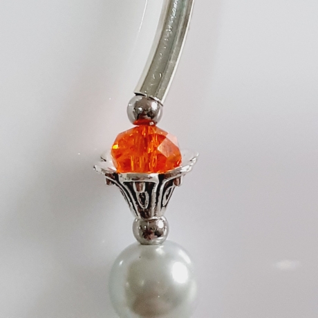 Röhren-Kette Kurzkette Silber-Orange Damen-Schmuck Halskette 
