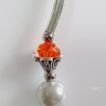 Röhren-Kette Kurzkette Silber-Orange Damen-Schmuck Halskette 