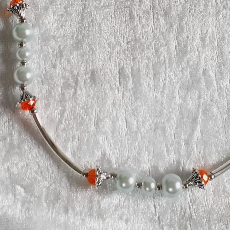 Röhren-Kette Kurzkette Silber-Orange Damen-Schmuck Halskette 
