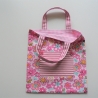 Kindertasche Stoffbeutel gefüttert 24x26 rosa mit Außentasche