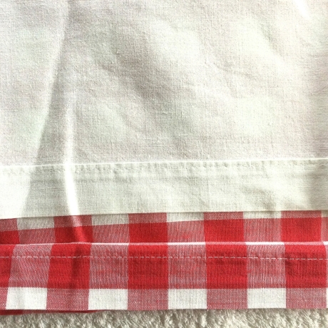 Vintage 70er Kinderbettwäsche Rot-Weiß-Caro mit Applikationen 