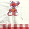 Vintage 70er Kinderbettwäsche Rot-Weiß-Caro mit Applikationen 