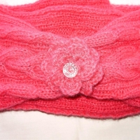 Schlauchschal rosa mit Zöpfen Mohairwolle von Hobbyhaus
