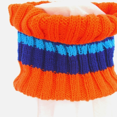 Kinderschlauchschal Halssocke in Blockstreifen gestrickt