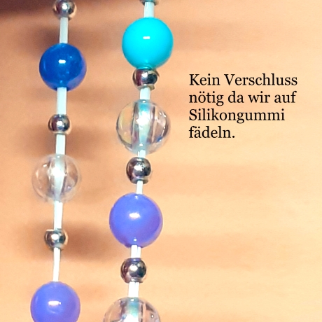 Kinder-Armband Schmuck, elastisch, Perlen gefädelt Blau-Bunt