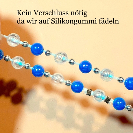Kinder-Armband Schmuck, elastisch, Perlen gefädelt, Blau