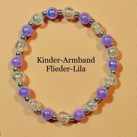 Kinder-Armband Schmuck, elastisch, Perlen gefädelt, Flieder-Lila