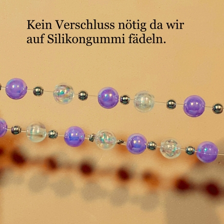 Kinder-Armband Schmuck, elastisch, Perlen gefädelt, Flieder Lila