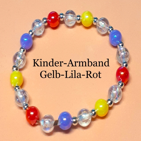 Kinder-Armband Schmuck, elastisch, Perlen gefädelt Kunderbunt