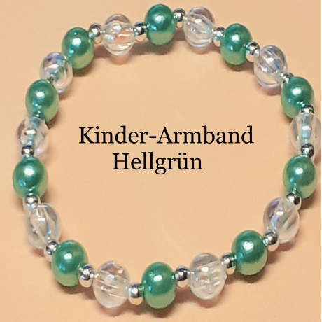 Kinder-Armband Schmuck, elastisch, Perlen gefädelt Hellgrün