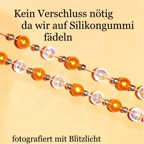 Kinder-Armband Schmuck, elastisch, Perlen gefädelt, Gelb-Gold