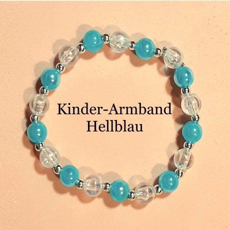 Kinder-Armband Schmuck, elastisch, Perlen gefädelt Hellblau