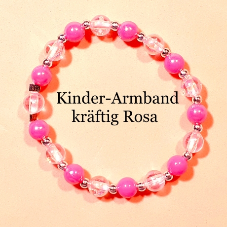 Kinder-Armband Schmuck, elastisch, Perlen gefädelt kräftiges Rosa