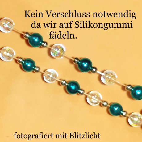 Kinder-Armband Schmuck, elastisch, Perlen gefädelt Türkis