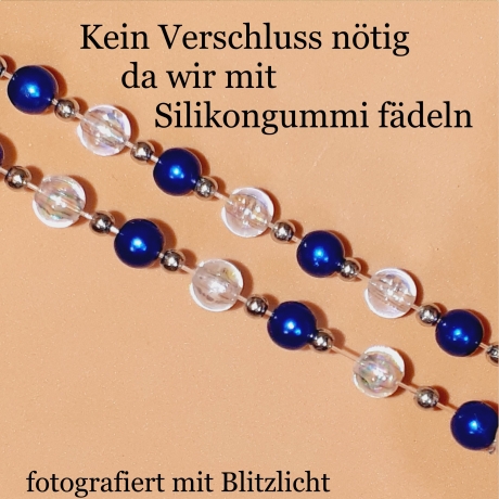 Kinder-Armband Schmuck, elastisch, Perlen gefädelt, Dunkelblau