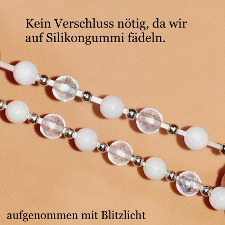 Kinder-Armband Schmuck, elastisch, Perlen gefädelt, Weiß