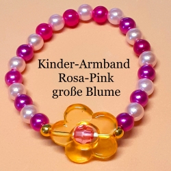 Kinder-Armband Schmuck, elastisch, Perlen gefädelt Rosa & Pink