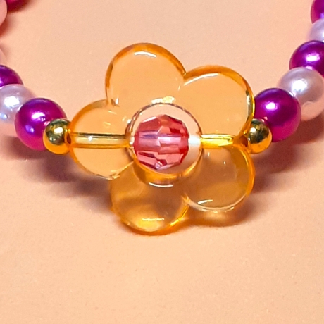 Kinder-Armband Schmuck, elastisch, Perlen gefädelt Rosa & Pink