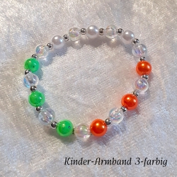 Kinder-Armband Schmuck elastisch Perlen gefädelt, dreifarbig bunt