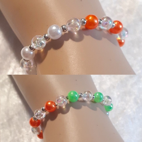 Kinder-Armband Schmuck elastisch Perlen gefädelt, dreifarbig bunt