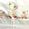 Vintage Kinderbettwäsche weiß mit Enten-Applikationen 70er Jahre