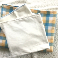 Vintage 3-teilige Kinderbettwäsche Gelb-Hellblau-Caro 70er Jahre