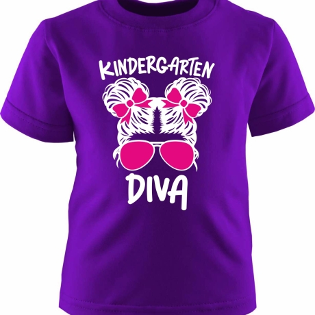 Kinder Kurzarm T-Shirt bedruckt mit KINDERGARTEN DIVA