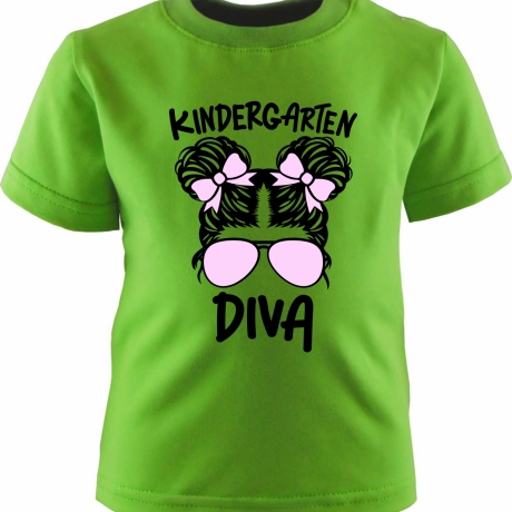 Kinder Kurzarm T-Shirt bedruckt mit KINDERGARTEN DIVA