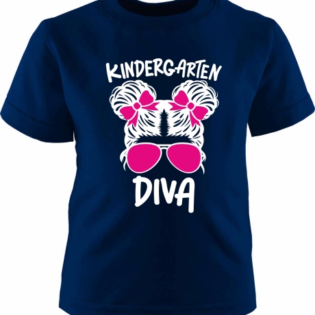 Kinder Kurzarm T-Shirt bedruckt mit KINDERGARTEN DIVA