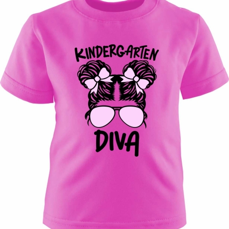 Kinder Kurzarm T-Shirt bedruckt mit KINDERGARTEN DIVA