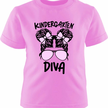 Kinder Kurzarm T-Shirt bedruckt mit KINDERGARTEN DIVA
