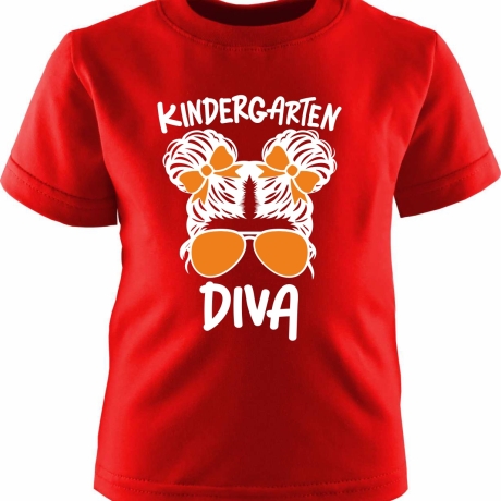 Kinder Kurzarm T-Shirt bedruckt mit KINDERGARTEN DIVA