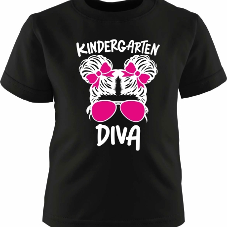 Kinder Kurzarm T-Shirt bedruckt mit KINDERGARTEN DIVA
