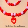 Kinder-Schmuck-Set Kette & Armband Herz Rot Perlenschmuck 