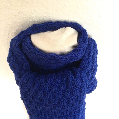 Kinderschal Strickschal in BLAU handgestrickt von Hobbyhaus