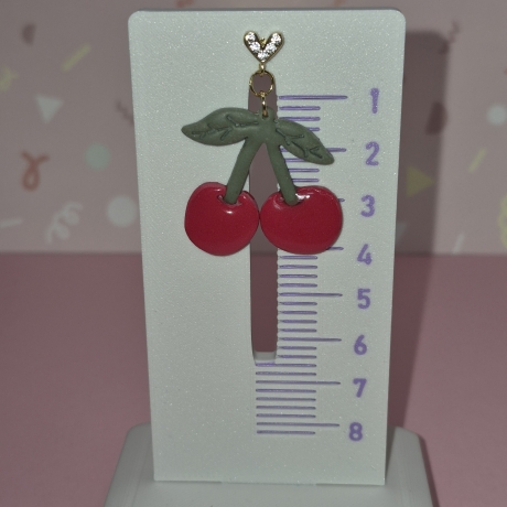 Kirsch Ohrhänger mit Herz-Stecker in Pink & Salbeigrün - Unikat