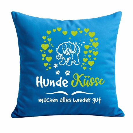 Kissen 40x40 cm bedruckt mit HUNDEKÜSSE MACHEN ALLES WIEDER GUT