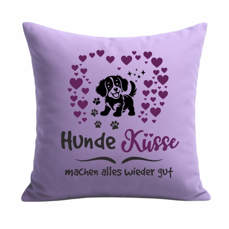 Kissen 40x40 cm bedruckt mit HUNDEKÜSSE MACHEN ALLES WIEDER GUT