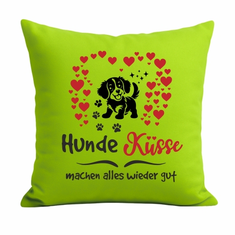 Kissen 40x40 cm bedruckt mit HUNDEKÜSSE MACHEN ALLES WIEDER GUT