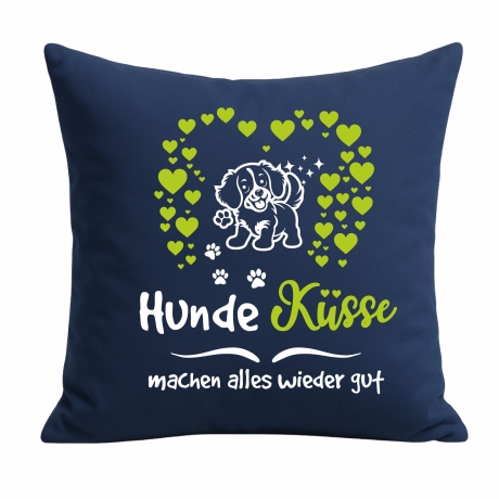 Kissen 40x40 cm bedruckt mit HUNDEKÜSSE MACHEN ALLES WIEDER GUT