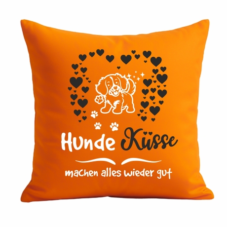 Kissen 40x40 cm bedruckt mit HUNDEKÜSSE MACHEN ALLES WIEDER GUT