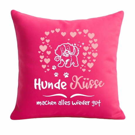 Kissen 40x40 cm bedruckt mit HUNDEKÜSSE MACHEN ALLES WIEDER GUT
