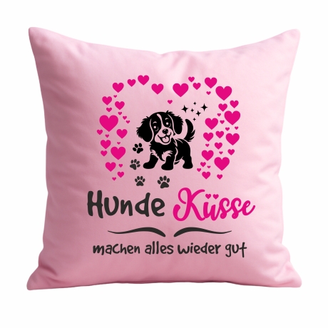 Kissen 40x40 cm bedruckt mit HUNDEKÜSSE MACHEN ALLES WIEDER GUT